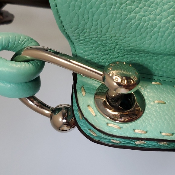 BCBG MAXAZRIA tote handbag turquoise whipstitch details NWOT - Picture 4 of 10